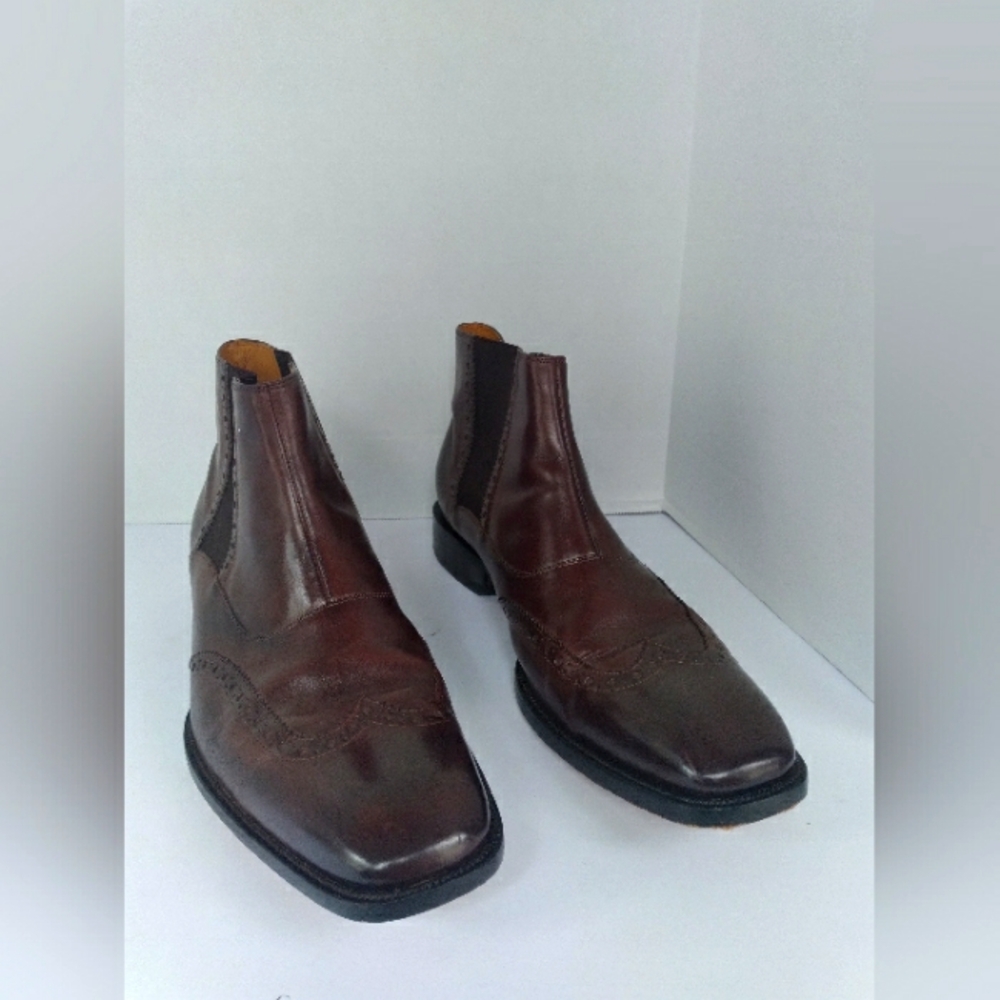 Leather Chelsea Boots‎ Wingtip Ankle Dress Formal Brown Size Unknown